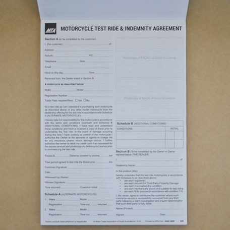 S49 - Motorcycle Test Ride Agreement